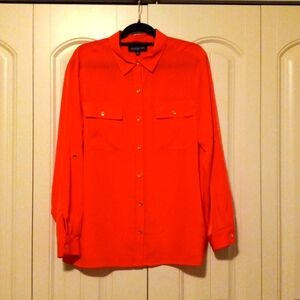 Jones New York Long Sleeve Orange Blouse